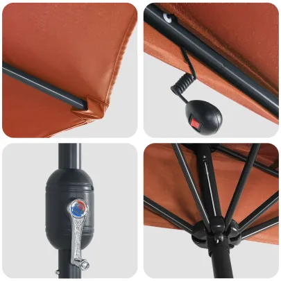 Parasol Terracota cu LED Solar pentru Grădină și Terasă