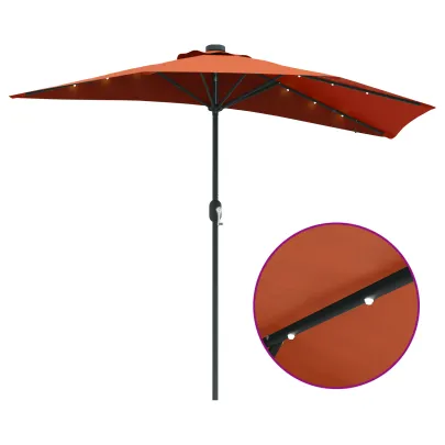 Parasol Terracota cu LED Solar pentru Grădină și Terasă
