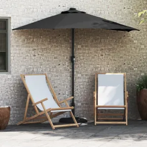 Parasol de Grădină Negru 294x150 cm cu LED Solar | Livrare Gratuită