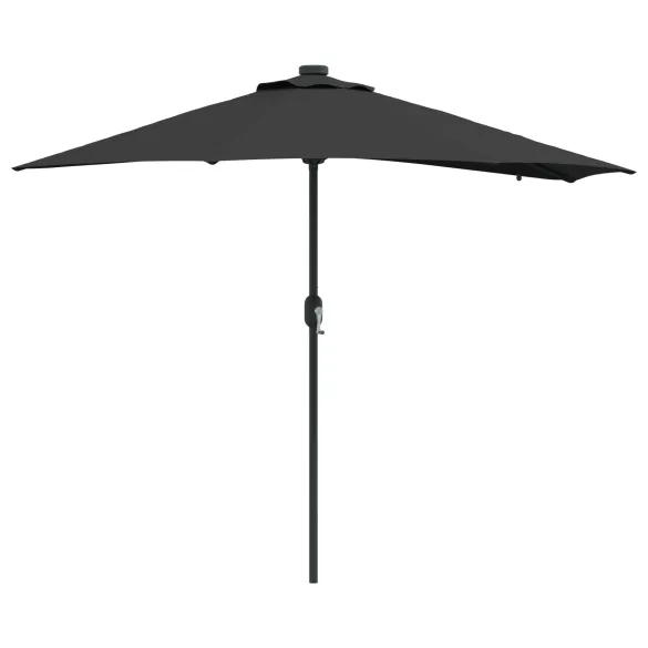 Parasol de Grădină Negru 294x150 cm cu LED Solar | Livrare Gratuită