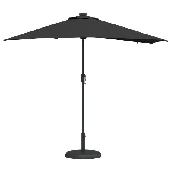 Parasol de Grădină Negru 294x150 cm cu LED Solar | Livrare Gratuită
