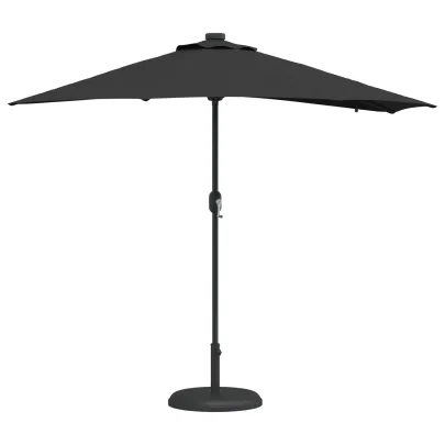 Parasol de Grădină Negru 294x150 cm cu LED Solar | Livrare Gratuită