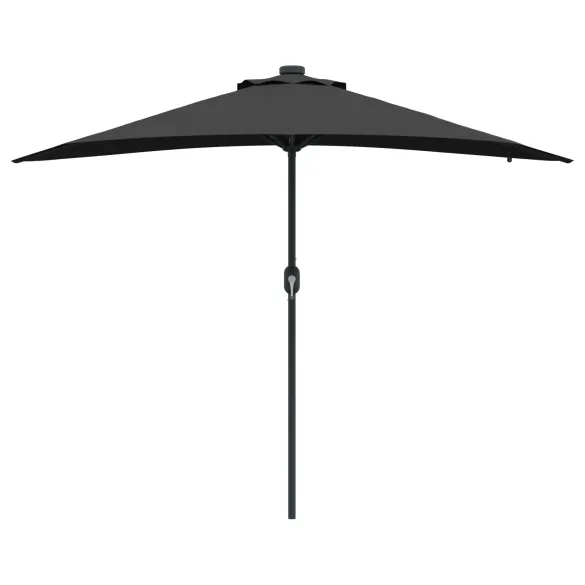 Parasol de Grădină Negru 294x150 cm cu LED Solar | Livrare Gratuită