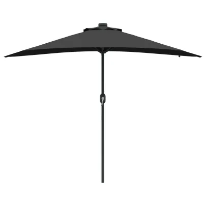 Parasol de Grădină Negru 294x150 cm cu LED Solar | Livrare Gratuită