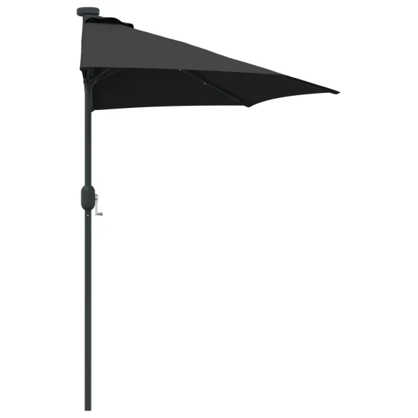 Parasol de Grădină Negru 294x150 cm cu LED Solar | Livrare Gratuită
