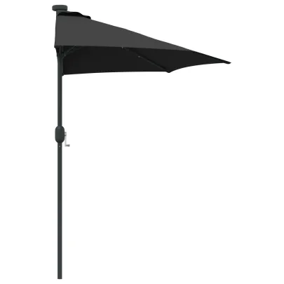Parasol de Grădină Negru 294x150 cm cu LED Solar | Livrare Gratuită