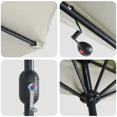 Umbrelă Grădină Jumătate - Aluminiu Nisip - 294 cm - Livrare Gratuită