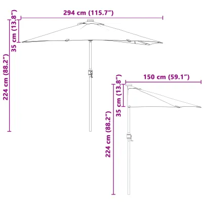 Umbrelă Grădină Jumătate - Aluminiu Nisip - 294 cm - Livrare Gratuită