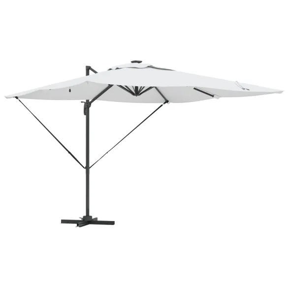 Umbrelă Cantilever Roma cu LED-uri Solar Nisip 286x285x270 cm
