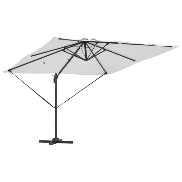 Umbrelă Cantilever Roma cu LED-uri Solar Nisip 286x285x270 cm