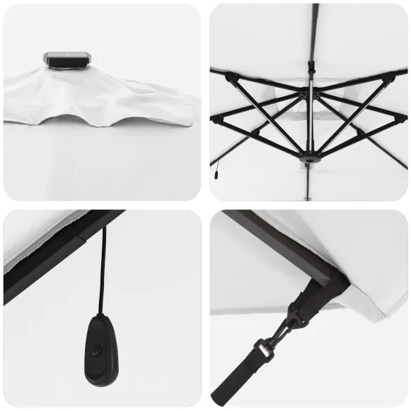 Umbrelă Cantilever Roma cu LED-uri Solar Nisip 286x285x270 cm