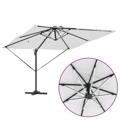 Umbrelă Cantilever Roma cu LED-uri Solar Nisip 286x285x270 cm