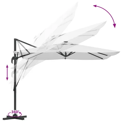 Umbrelă Cantilever Roma cu LED-uri Solar Nisip 286x285x270 cm