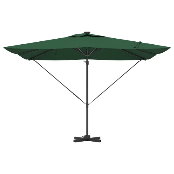 Umbrelă Cantilever cu LED-uri Solar - Verde - Livrare Gratuită