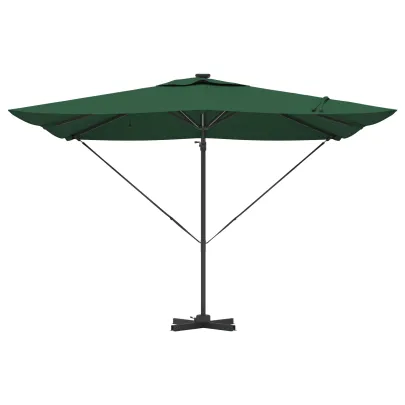 Umbrelă Cantilever cu LED-uri Solar - Verde - Livrare Gratuită