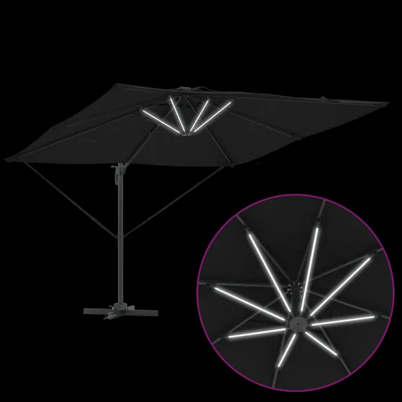 Umbrelă Cantilever Roma cu LED-uri Solare | Livrare Gratuită