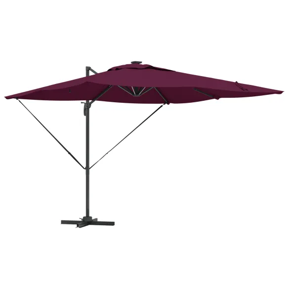 Umbrelă Paravan Roma cu LED-uri Bordo - Aluminiu