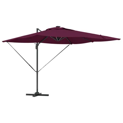Umbrelă Paravan Roma cu LED-uri Bordo - Aluminiu