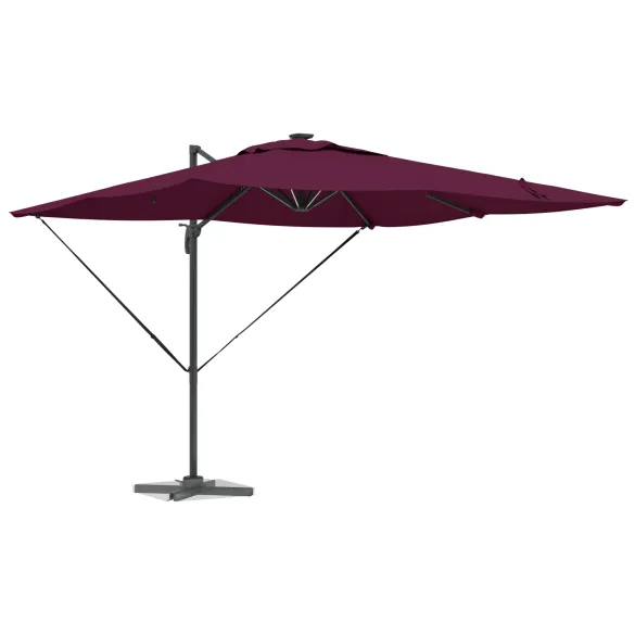 Umbrelă Paravan Roma cu LED-uri Bordo - Aluminiu