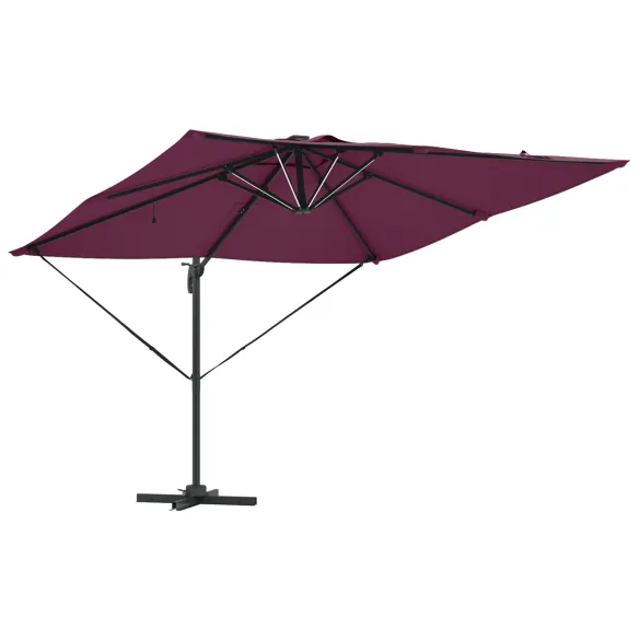 Umbrelă Paravan Roma cu LED-uri Bordo - Aluminiu