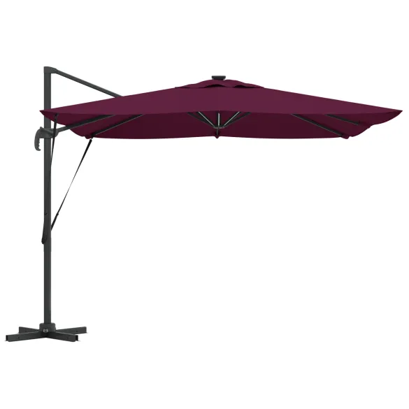Umbrelă Paravan Roma cu LED-uri Bordo - Aluminiu