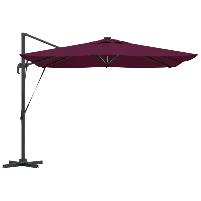 Umbrelă Paravan Roma cu LED-uri Bordo - Aluminiu