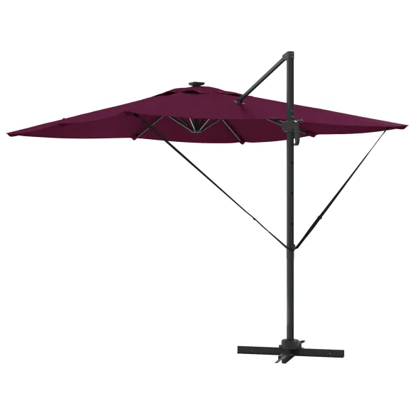 Umbrelă Paravan Roma cu LED-uri Bordo - Aluminiu