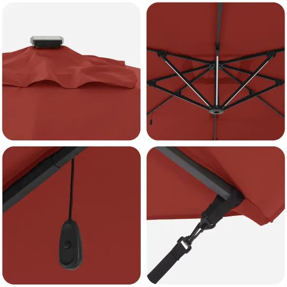 Umbrelă Cantilever Roma cu LED-uri - Teracotă | Aluminiu