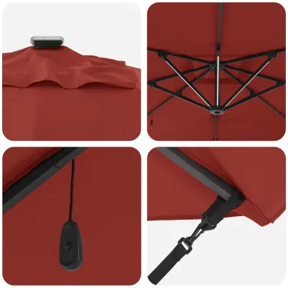 Umbrelă Cantilever Roma cu LED-uri - Teracotă | Aluminiu