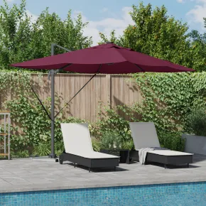 Parasol Cantilever Roma LED Exterior Roșu Bordeaux