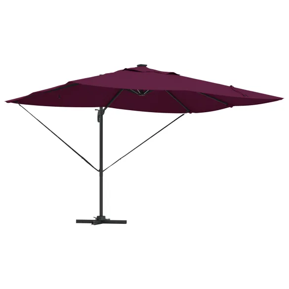 Parasol Cantilever Roma LED Exterior Roșu Bordeaux