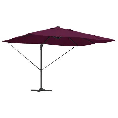 Parasol Cantilever Roma LED Exterior Roșu Bordeaux