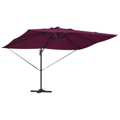 Parasol Cantilever Roma LED Exterior Roșu Bordeaux