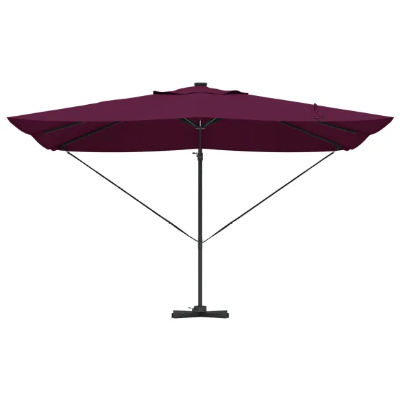 Parasol Cantilever Roma LED Exterior Roșu Bordeaux