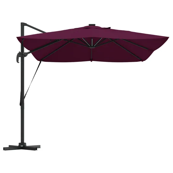 Parasol Cantilever Roma LED Exterior Roșu Bordeaux