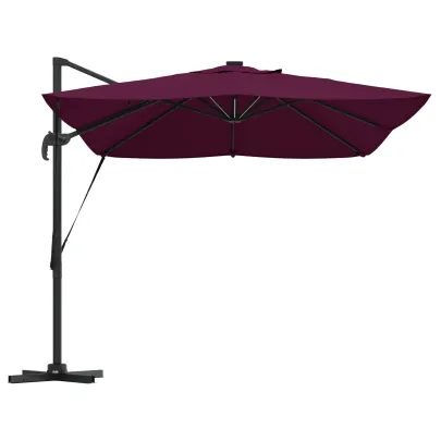 Parasol Cantilever Roma LED Exterior Roșu Bordeaux