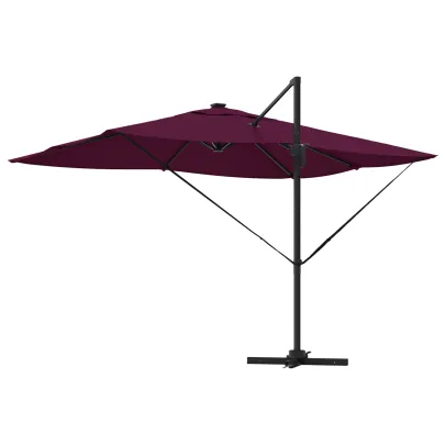 Parasol Cantilever Roma LED Exterior Roșu Bordeaux
