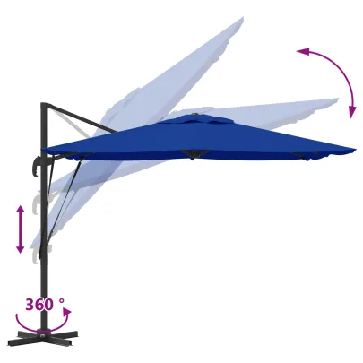 Umbrelă Terasă Cantilever Albastru Azur 3m - Livrare Gratuită