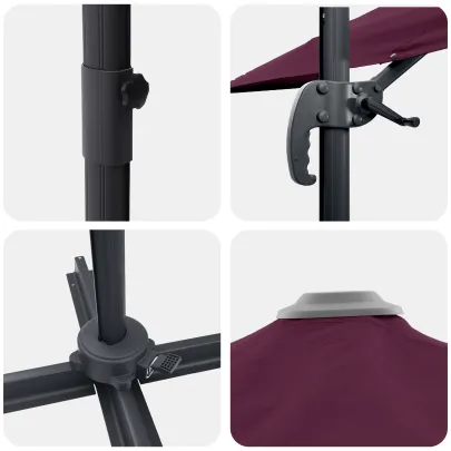 Umbrelă Patio Bordo Aluminiu - Livrare Gratuită