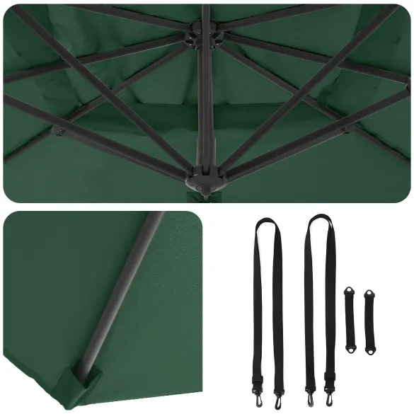 Umbrelă Cantilever Verde Poliester | Cadru Metalic Rezistent