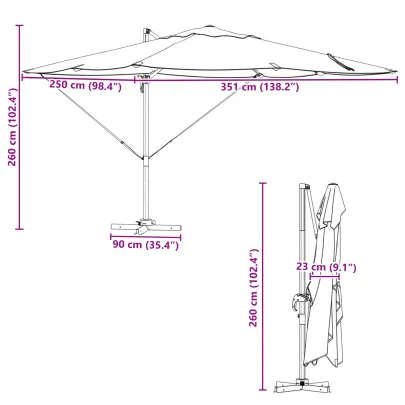 Umbrelă Cantilever Albastră Poliester - Oțel Rezistent