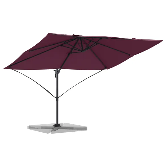 Umbrelă Cantilever Bordeaux Roșu Poliester - Oțel Rezistent