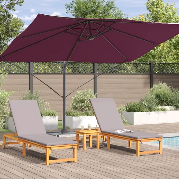 Umbrelă Cantilever Bordeaux Roșu Poliester - Oțel Rezistent