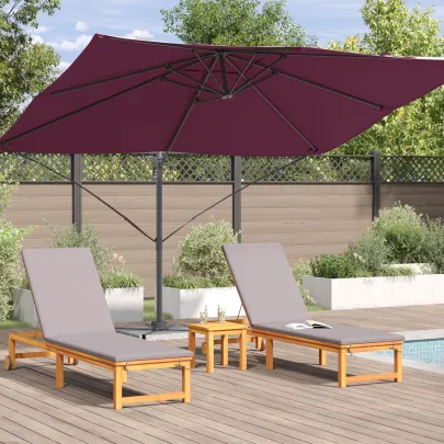 Umbrelă Cantilever Bordeaux Roșu Poliester - Oțel Rezistent