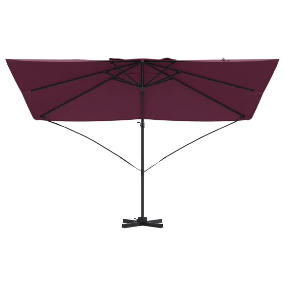 Umbrelă Cantilever Bordeaux Roșu Poliester - Oțel Rezistent