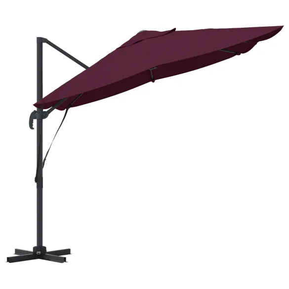 Umbrelă Cantilever Bordeaux Roșu Poliester - Oțel Rezistent