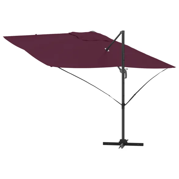 Umbrelă Cantilever Bordeaux Roșu Poliester - Oțel Rezistent