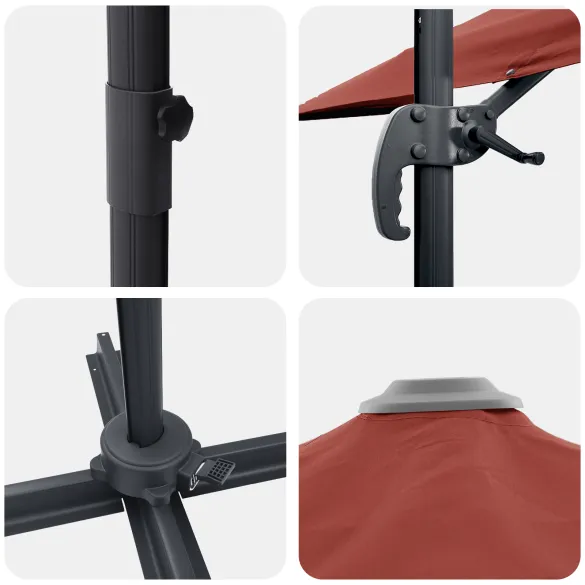 Umbrelă Cantilever Teracotă Poliester - Oțel Mare Umbrelă Cantilever Teracotă Poliester - Oțel Mare