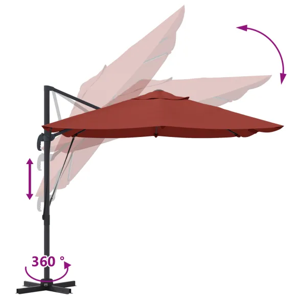 Umbrelă Cantilever Teracotă Poliester - Oțel Mare Umbrelă Cantilever Teracotă Poliester - Oțel Mare