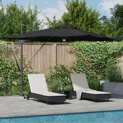 Umbră Cantilever Roma cu LED-uri Solar Negru 286x285x270 cm